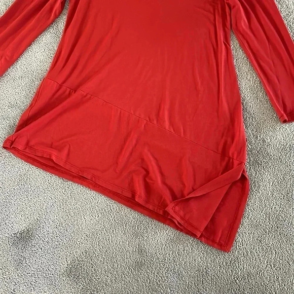 Eileen Fisher Asymmetric Jersey Top Women’s M Burnt Orange Boho Artsy Lagenlook - Picture 4 of 14